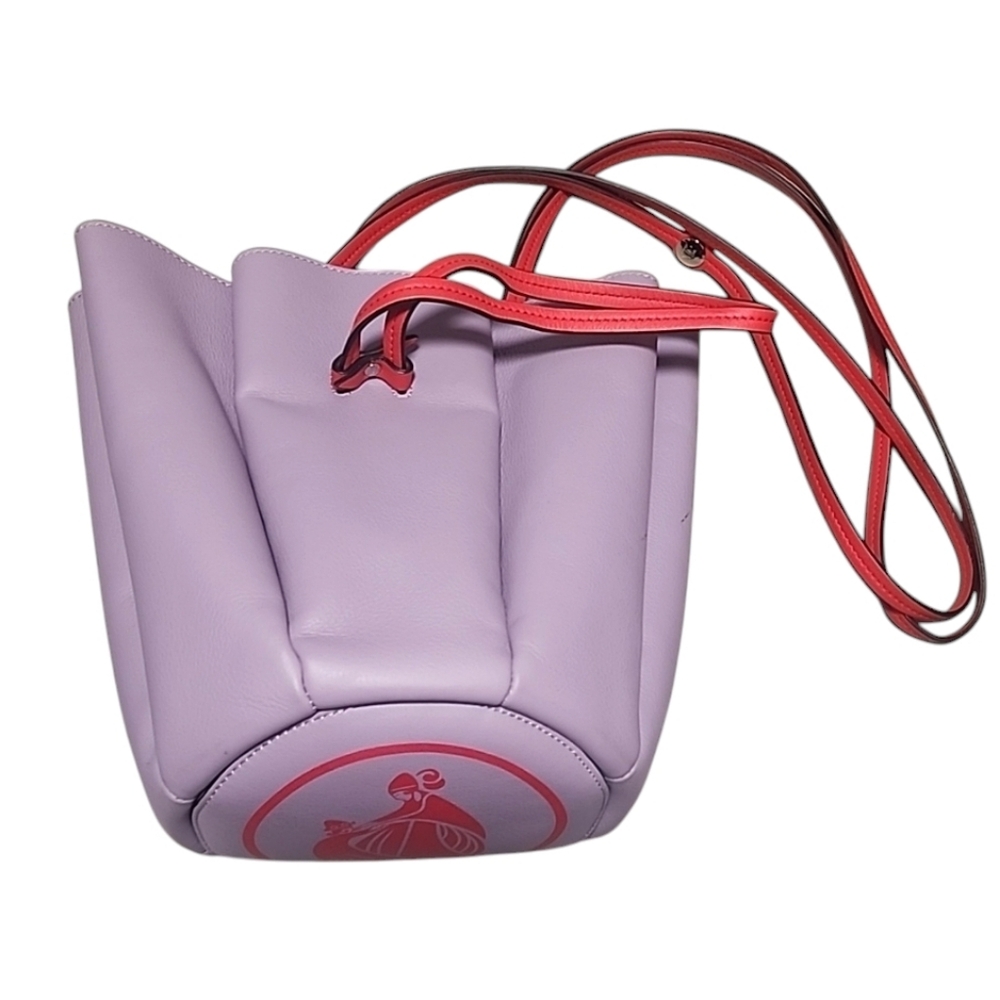 LANVIN Purple Leather Tulip Expandable Bucket Bag Floral Drawstring Rare Couture - Picture 5 of 15